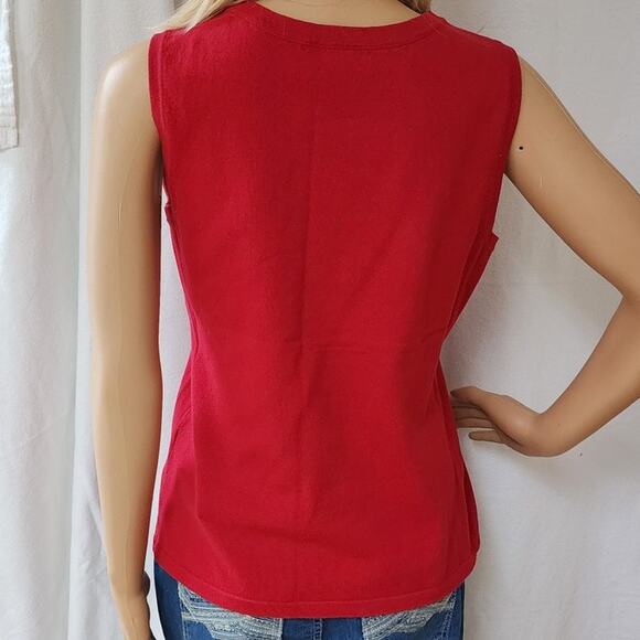 Christopher & Banks Womens Knit Sleeveless tank top red Cotton Blend Size Small - Picture 2 of 11